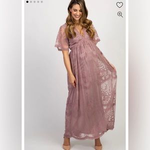 NWT PinkBlush Maternity Mauve Lace Maxi Dress